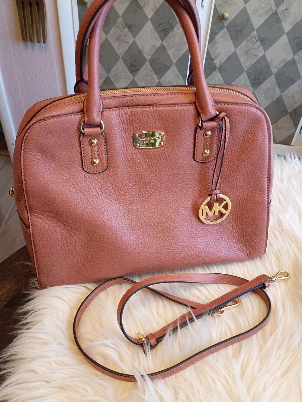 Michael kors pebble leather dome satchel